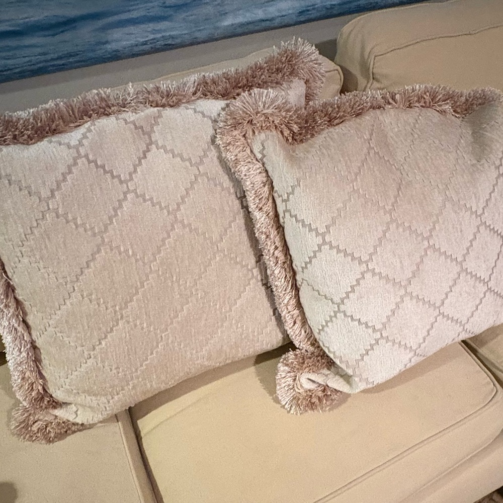 Custom cream chenille pillow cover PAIR. Covers only.
